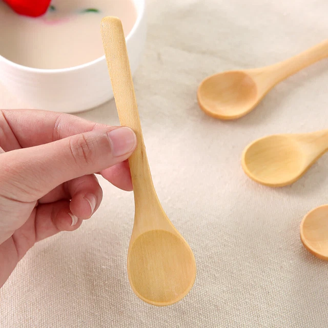 6 Stück Holzlöffel, tragbar, robust, für den Haushalt, Breilöffel, glatte