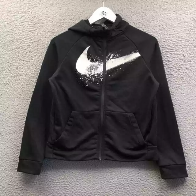 Nike Hoodie Jacket Boys Youth Large Long Sleeve Full Zip Logo Black CJ7814-010
