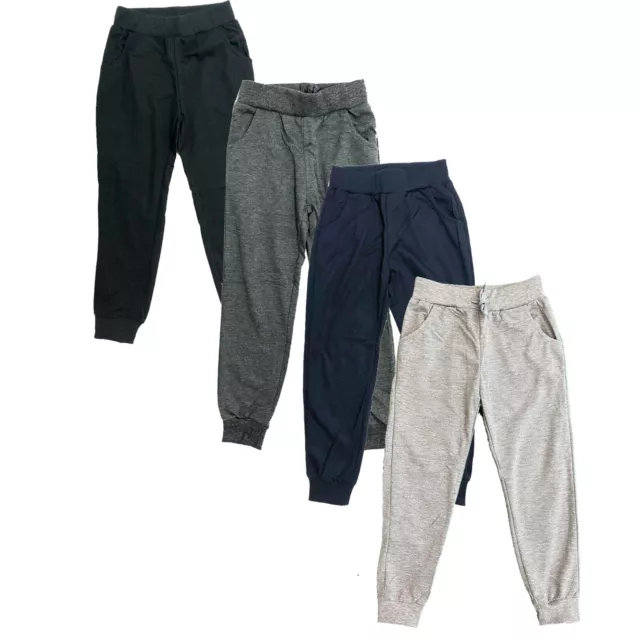 Boys Girls Kids Plain Jogging Sports Tracksuit Bottoms Joggers PE School