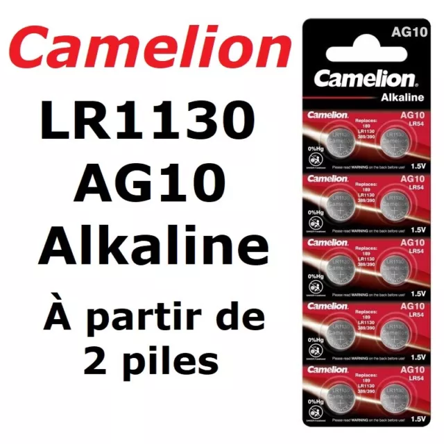 Pile 1.5V AG10 LR1130 alcaline AG10 389 LR54 SR54 SR1130W 189 LR1130 pile  bouton piles LR 1130 