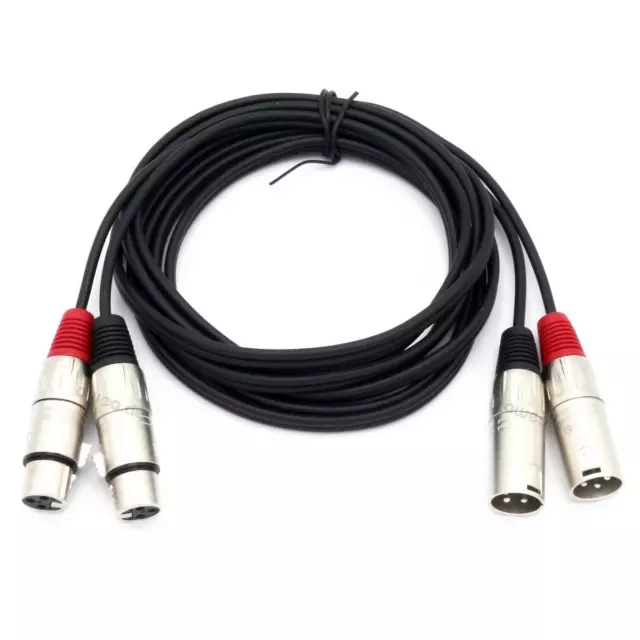 3 m Doppel XLR-Kabel 2 XLR male XLR female Dual Audio-Kabel XLR 3-PIN Stecker 3m