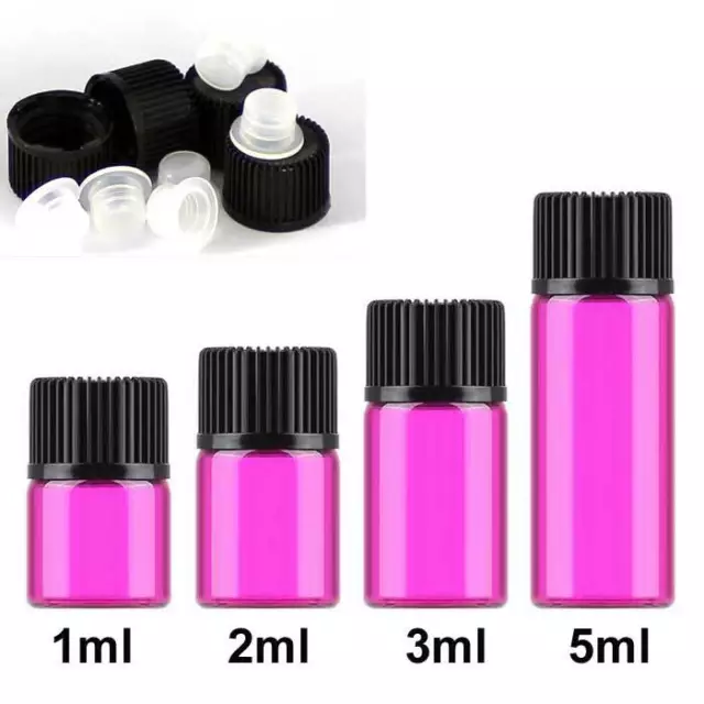 1ml-5ml Multi-color Small Vials Glass Bottle for Essential Oil White Stopper 3