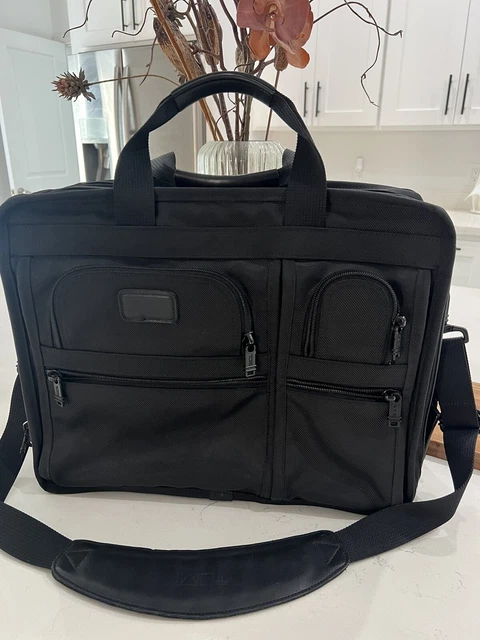 TUMI Alpha Black Nylon Ballistic Messenger Laptop Briefcase Bag 3 Compartments
