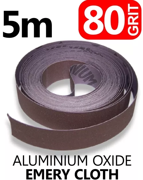 5 m 80 GRIT tissu Emery oxyde d'aluminium ponçage feuille travail des métaux 25 mm