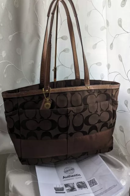 COACH Signature Brown Diaper Bag Shoulder Weekend Tote w/COA