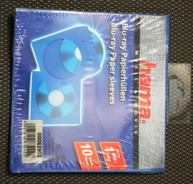 Hama 10x Pieza Blu Ray Decorativas Azul Funda Sleeves CD DVD Ventanilla 3