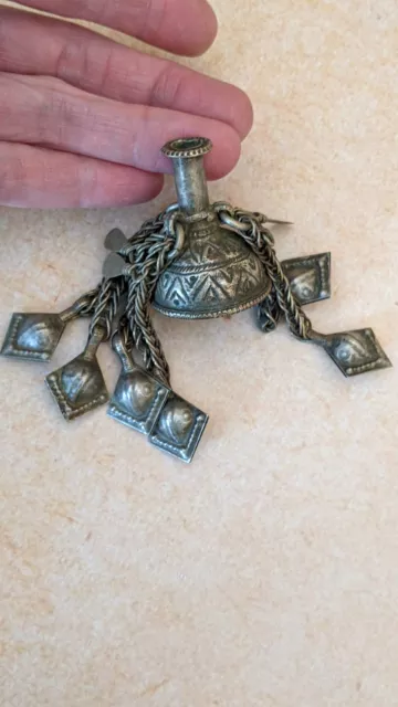 Vintage Kuchi Metal Tassel Top Dangles Unique Tribal Adornment 3.5" (#13212)