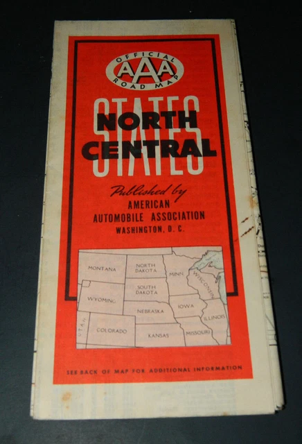 VINTAGE 1940 AAA Map of North Central States $7.95 - PicClick