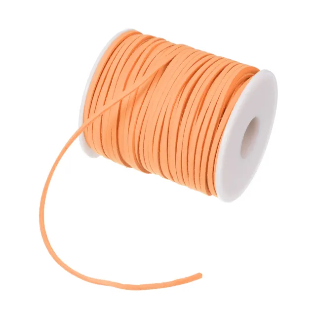 3mm 50 Yard Suede Cord with Roll Spool Flat Faux Leather Lace DIY Craft, Orange
