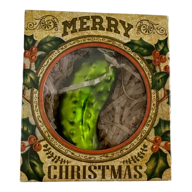 Christmas Ornament Pickle Boxed w/Story 3.5 in Vintage Style Holiday Decor