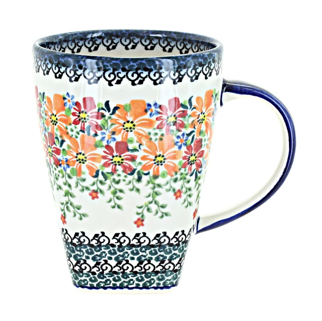 Blue Rose Polish Pottery Orange Blossom Large Coffee Mug