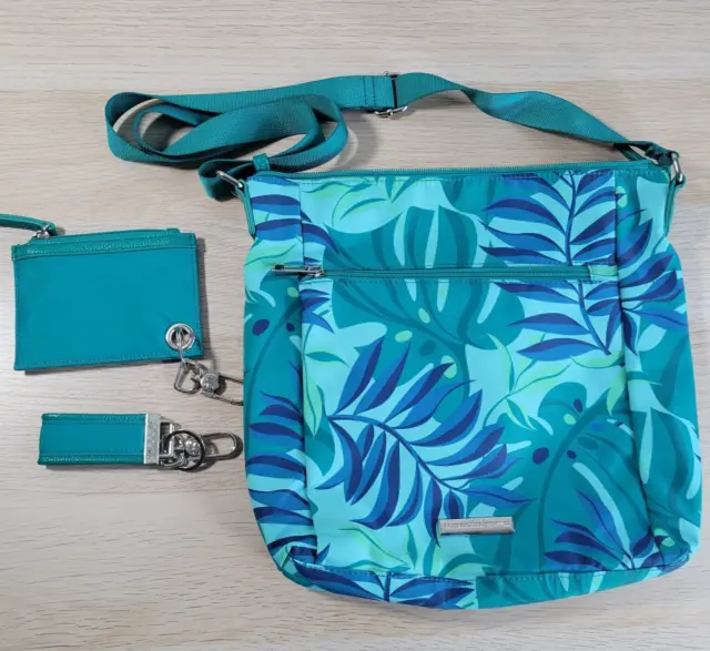 Samantha Brown To Go Printed Tropical Crossbody Bag Palm Leaf Purse Tote NWOT