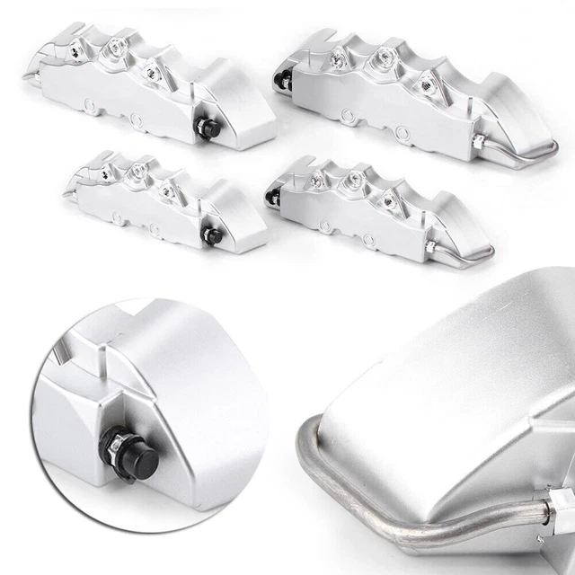4pc Car Disc Brake Caliper Covers Front & Rear Kit 3D Style  Universal Silver