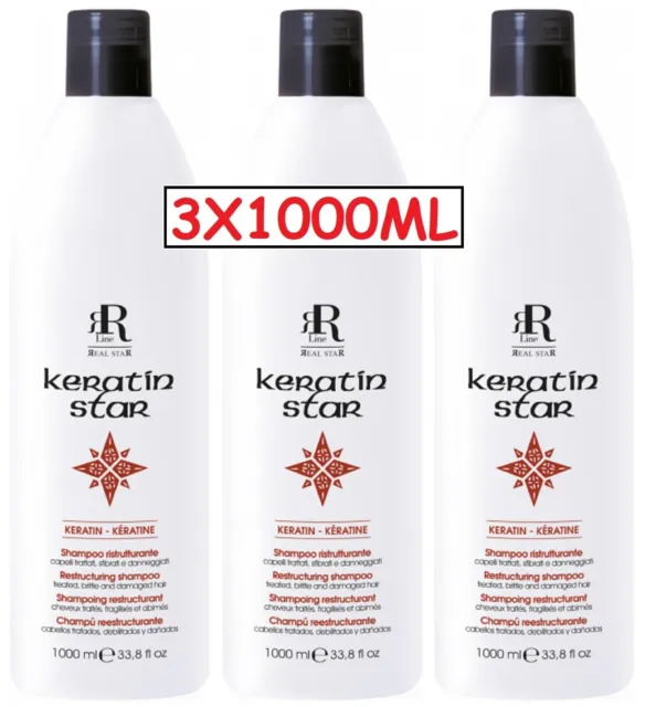 3X Rr Line Keratin Star Shampoo Cheratina Ristruturante Capelli Danneggiati 1000
