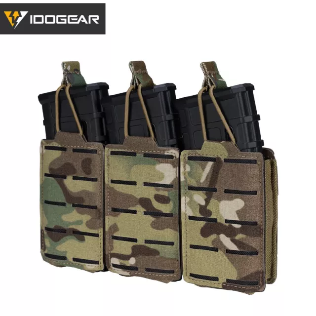 IDOGEAR Tactical LSR 556 Mag Pouch Triple Mag Carrier MOLLE Pouch Laser Cut Camo