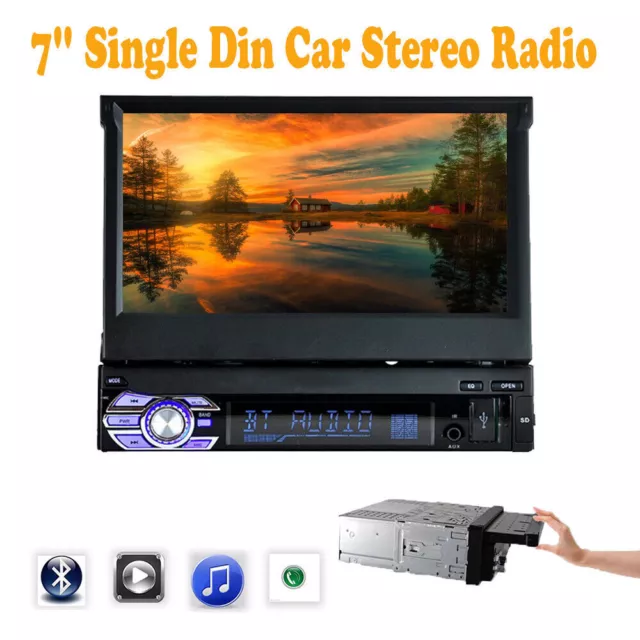 1 Din 7" Radio de Coche Estéreo Pantalla táctil USB/SD/AUX/EQ/FM/TFT Bluetooth