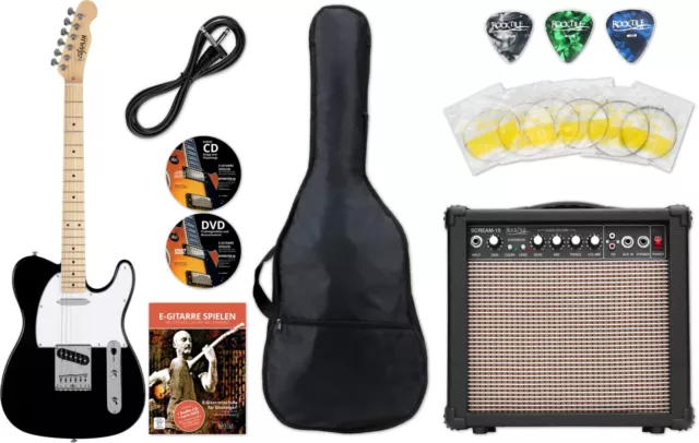 Shaman TCX-100B E-Gitarre Starter Set TL Style 2 Single Coil Zubehör Amp Schwarz