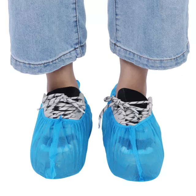 (Dark Blue)100pcs Non Woven Disposable Shoes Covers Breathable Dustproof