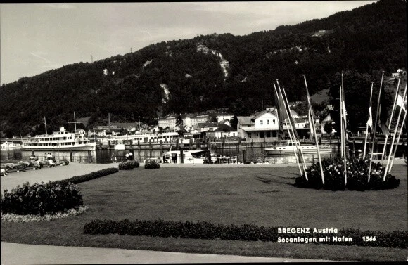 Ak Bregenz am Bodensee Vorarlberg, Seeanlagen mit Hafen - 3574109