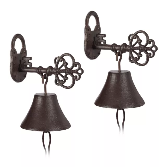 Set 2 x campanella porta ghisa stile retro rustico campana parete look antico