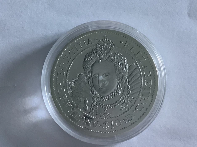 ISOLE VERGINI BRITANNICHE Regina Elisabetta prima moneta da $10 EUR 11