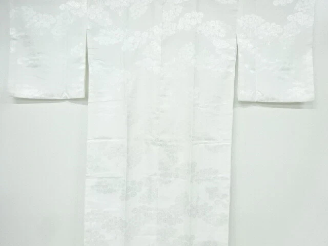 6565094: Japanese Kimono / Vintage Juban / Woven Kiku & Folding Fan Pattern