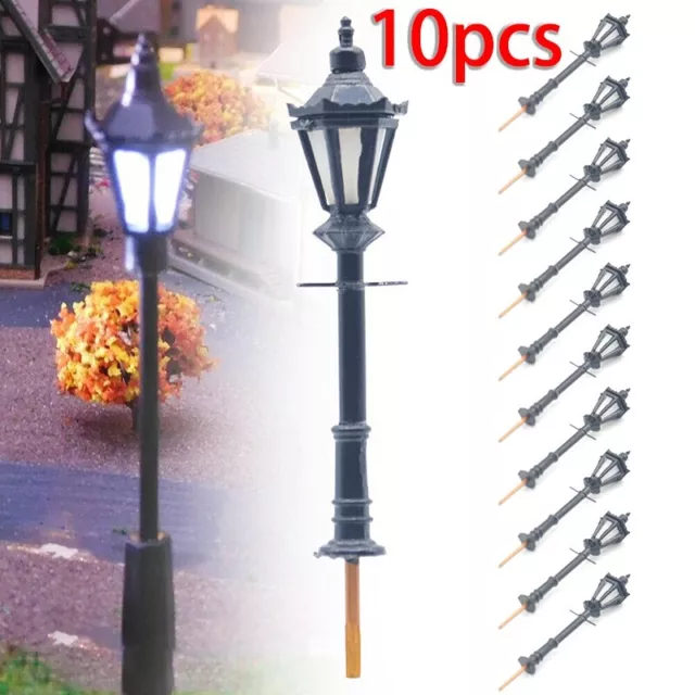 10Pcs*HO OO Gauge Model Train Lamps Antique Street Lights Lamp Posts Model Lamps