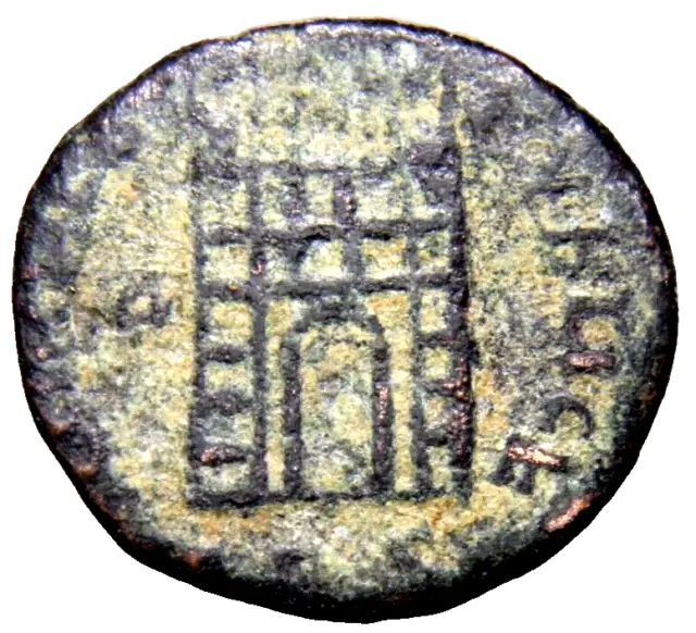 Valentinian I. AD 425-455. Æ12mm Uncertain Campgate RARE Roman Coin COA