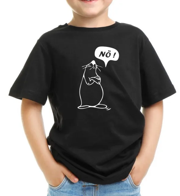 UNISEX Kinder T-Shirt Bevor Du Fragst Nein NÖ Seehund  Lustig Jungen Mädchen