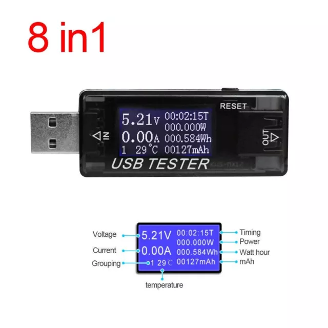 Mini Digital USB Tester Spannungs Strom Meter Power Detektor 8 in 1 Neu 2