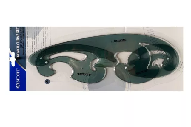 Westcott KT-8, conjunto de curvas francesas, reglas de plástico transparente para fabricantes de patrones moda Westcott KT-8, conjunto de curvas francesas, reglas de plástico transparente para fabricantes de patrones moda