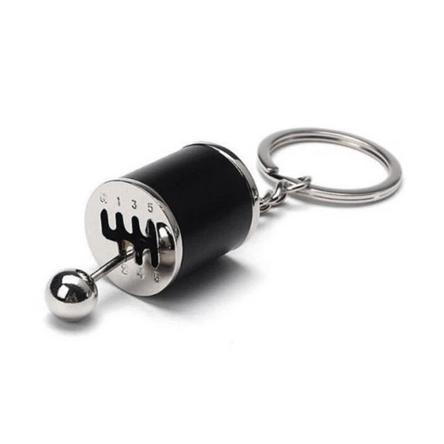 Car Black Mini Gear Stick Knob Metal Keyring 6 Speeds Gearbox Shift Key Chain
