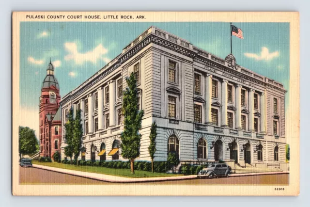 Postcard Arkansas Little Rock AR Court House Pulaski County 1940s Unposted Linen