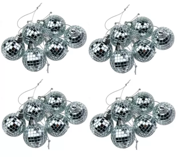 Silver Mini Disco Mirror Ball Xmas Tree Bauble Home Party Decorations Gift Craft