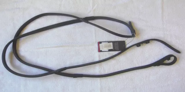 Pony Size Hy Black Leather & Half Rubber Show / Dressage Reins 1/2"