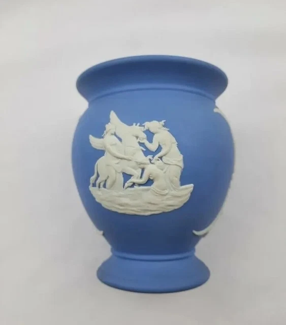 Wedgwood hellblau Vintage Jaspis kleine Urnenknospenvase Wedgwood 4"