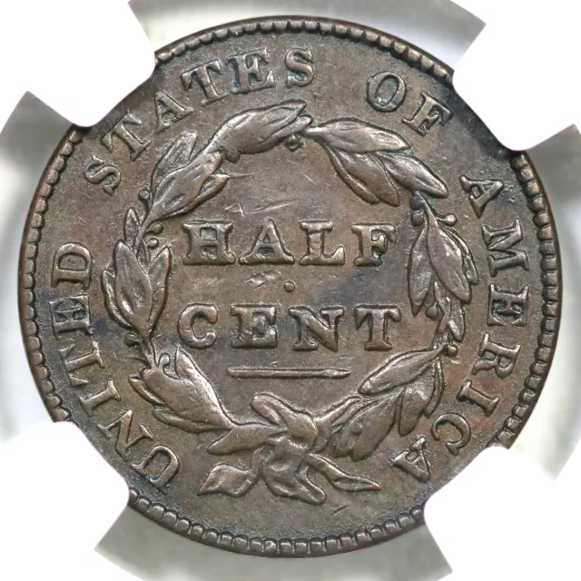 1826 C-2 R-3+ NGC XF 45 Classic Head Half Cent Coin 1/2c 2