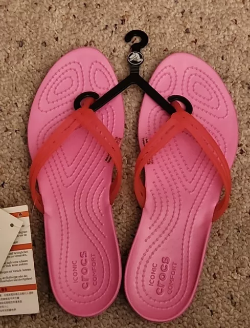 Crocs Women’s Isabella Flip Pink Flip Flops Size 5 Brand New W/Tags!