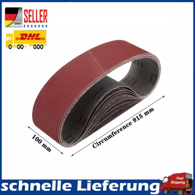 15 Stk Schleifband 100 x 915mm Set je3 x Korn 80/120/150/240/400 BandschleiferDE