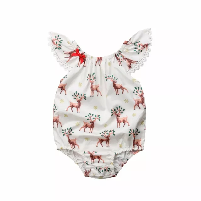 Bilo Cute Baby Girls Xmas Deer Sleeveless Romper Deer Jumpsuit Outfits Clothes S