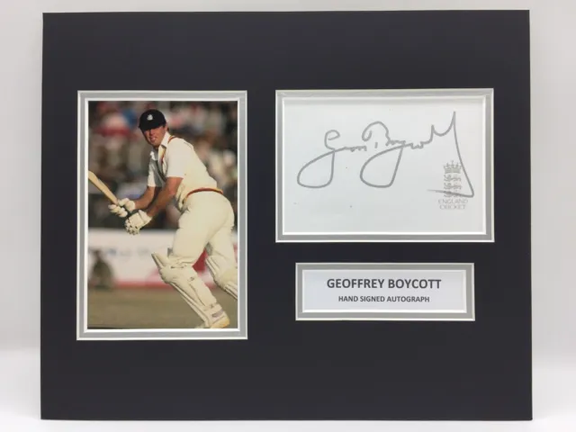 RARE Geoffrey Boycott Cricket Signed Photo Display + COA AUTOGRAPH ENGLAND ASHES