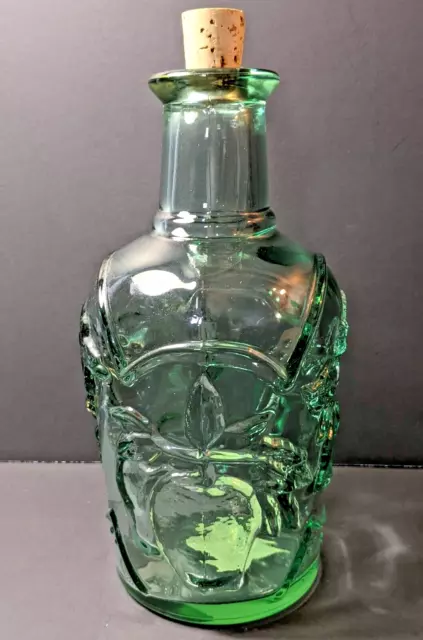 Vintage LIBBEY Decanter Fruit Embossed Green Tint Glass DECANTER Carafe Bottle