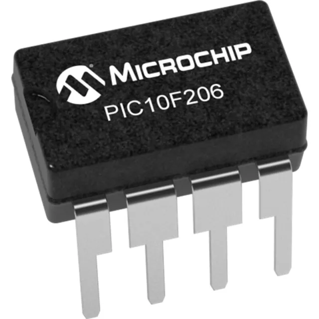 PIC10F206-I/P 8-Bit-Microcontroller 4MHz 512x12 Bit FLASH 4 I/O DIP8 Microchip