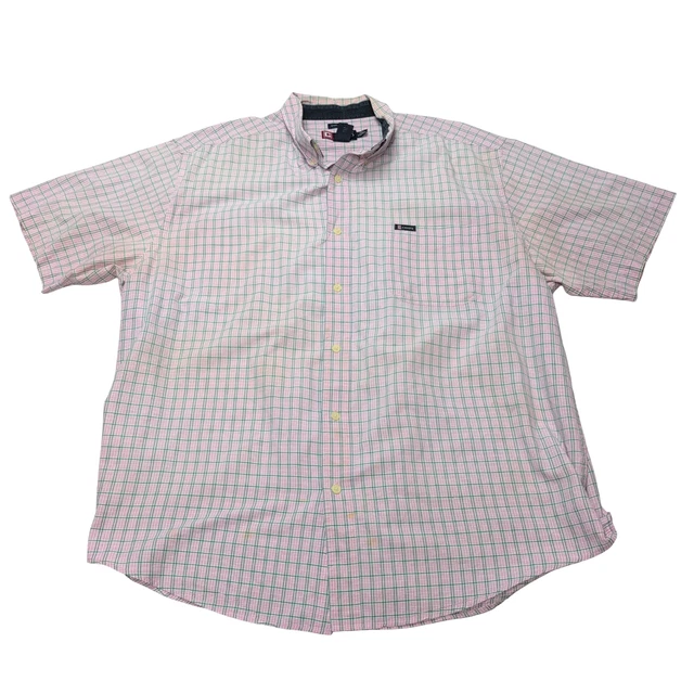 Chemise CHAPS à Carreaux Roses Et Verts - Manches Courtes - Taille XXL Homme - Occasion Très Bon État