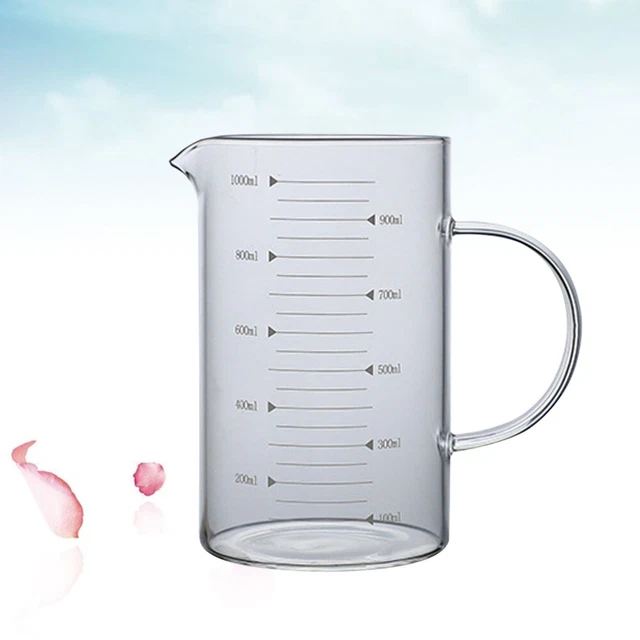 Contenitore in vetro 1000 ml con coperchio - misurino alto borosilicato