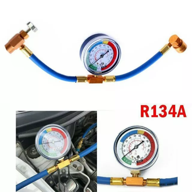 R134A Car Air Conditioning Recharge Measuring Hose Gauge Valve Refrigerant Pipe