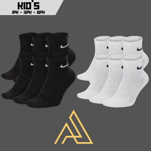 Kids Nike cushioned Dri-Fit everyday performance ankle cotton socks 1,3,6 pairs