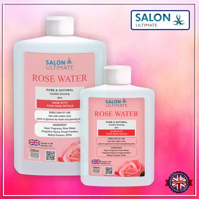 Limpiador tóner de agua de rosas orgánico natural 99,9 % puro, hidratante para rostro fresco