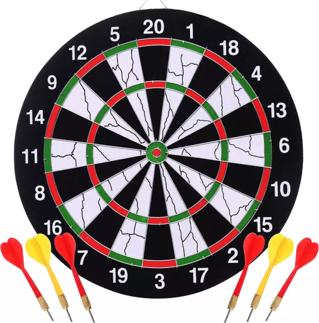 BETTERLINE Double-Sided Flocked Dart Board Set - Includes 6 Darts and Cricket S 2