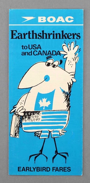 Boac Earthshrinker Vintage Airline Brochure Usa & Canada Early Bird Fares 1973/4